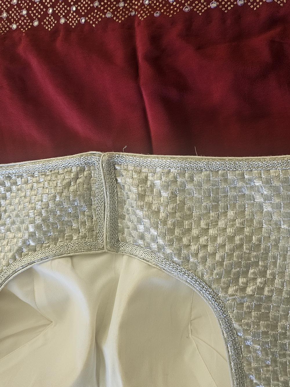 Embellished Red Saree with Silver Blouse - Picture 4 of 4